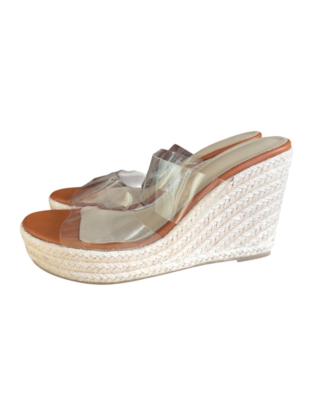 Espadrille Wedge Platform Sandals w/ Clear Straps Women’s Size 9 - Picture 4 of 7